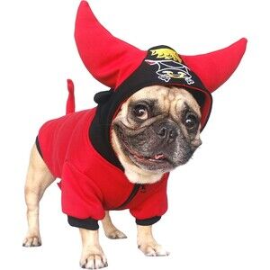Bulldog Costume Buffalo Horn Hoodie for French Bulldogs Pugs Medium, NEW